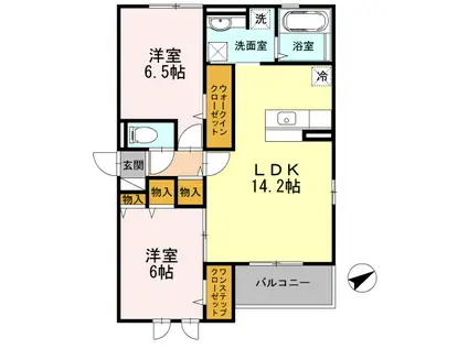 南海本線 北助松駅 徒歩8分 2階建 築14年(2LDK/1階)の間取り写真