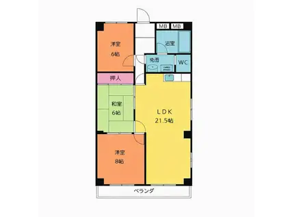 メゾン平池下(3LDK/2階)の間取り写真