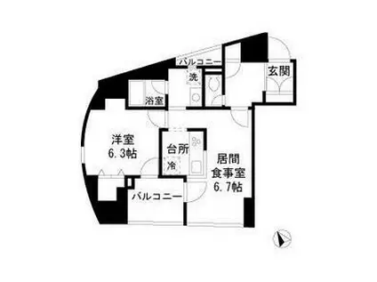 セルクル落合(1LDK/3階)の間取り写真