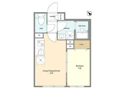 N Jリヴェール武蔵小山(1DK/4階)の間取り写真