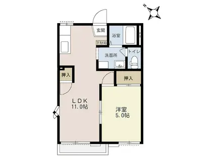 ヴェラハイツ大宮 B棟(1LDK/1階)の間取り写真