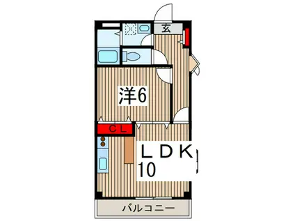 煉瓦館SHUTTLEVII(1LDK/6階)の間取り写真