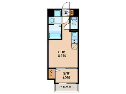 月光 博多東(1LDK/4階)の間取り写真