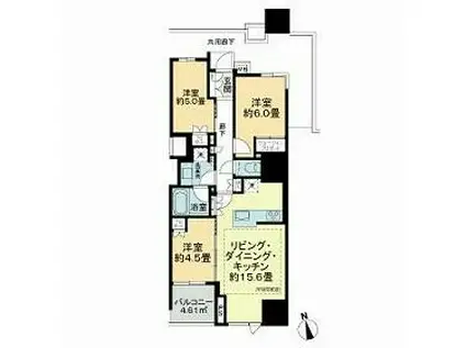 BRILLIA山手動坂グランスイート(3LDK/6階)の間取り写真