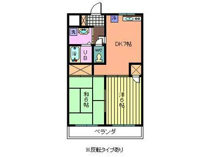 サンモール若海(2DK/1階)の間取り写真