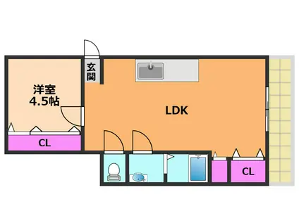 プリンスハイツ(1LDK/4階)の間取り写真