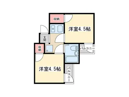 インペリアルスイートコーニシュ(2K/2階)の間取り写真