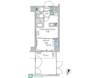 パークアクシス大塚サウスレジデンス(1LDK/1階)の間取り写真