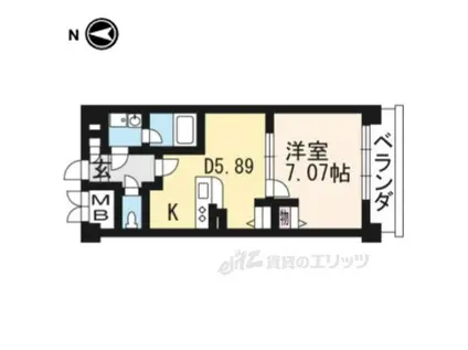 コンフォーレ栗栖野(1LDK/3階)の間取り写真