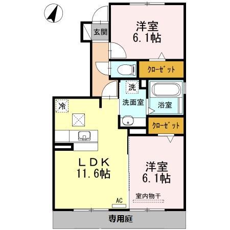 ベルデュール(2LDK/1階)の間取り写真