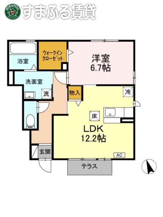 シャルマンヴィー A(1LDK/1階)の間取り写真