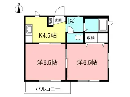 トワヴェール松原(2K/2階)の間取り写真