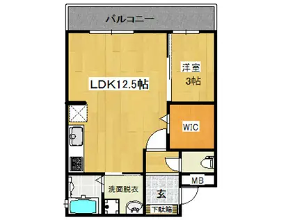 アドマス鶴原D棟(1LDK/2階)の間取り写真