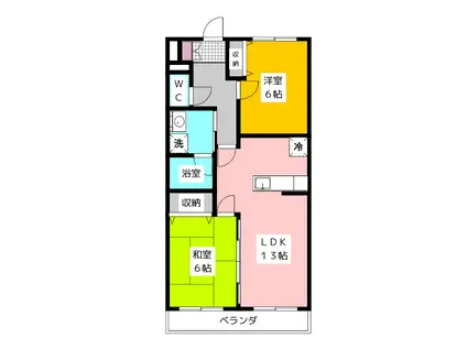 リヴェール・バレ(2LDK/2階)の間取り写真