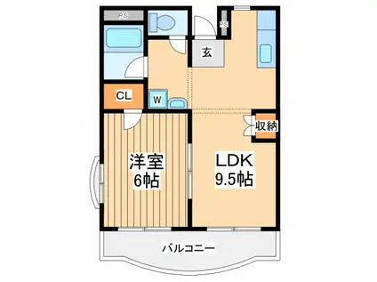 グリーンプラザ御園3号棟(1LDK/2階)の間取り写真