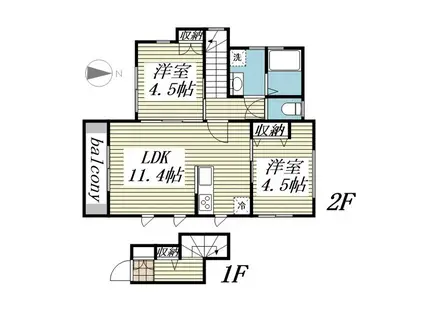 レジデンスセイワ(2LDK/2階)の間取り写真