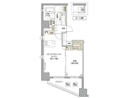 パークハビオ渋谷(1LDK/3階)の間取り写真