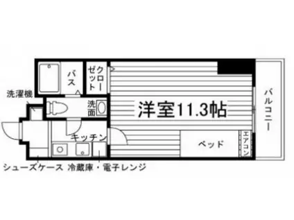 ウイングコート医生ヶ丘(1K/4階)の間取り写真