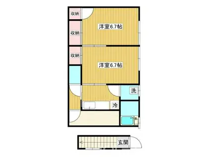 コーポ岡本(2DK/2階)の間取り写真