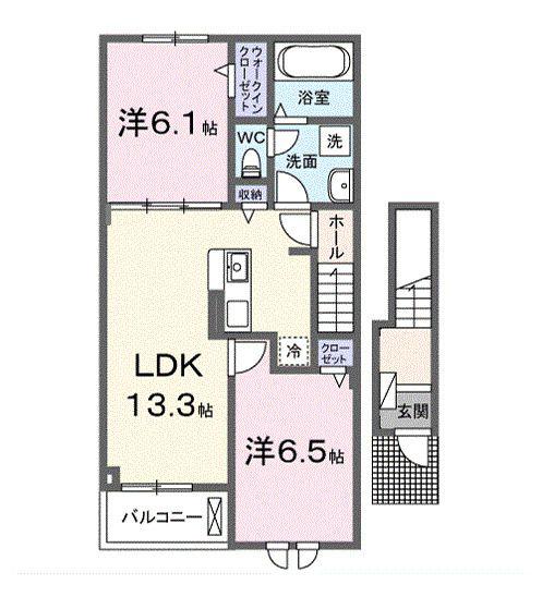 サンディ ココ(2LDK/2階)の間取り写真