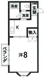 メゾンソレイ(1K/1階)の間取り写真