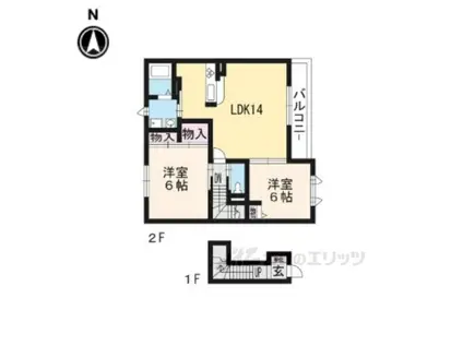 クラヴィエ西院(2LDK/2階)の間取り写真