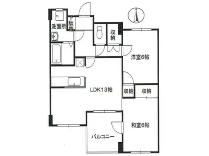 ハウス折戸通(2LDK/3階)の間取り写真