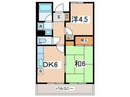 エルム大倉山(2DK/5階)の間取り写真