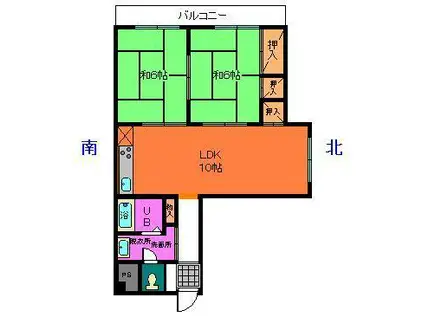 マンション和(2LDK/2階)の間取り写真