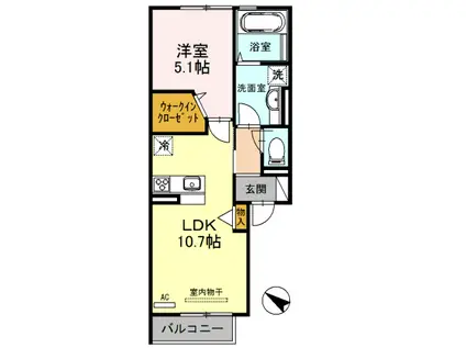 グリーンガーデン須磨(1LDK/2階)の間取り写真