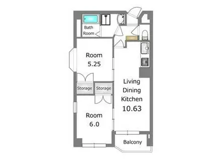 南大通イステートハイツ(2LDK/4階)の間取り写真