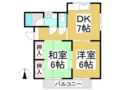 コーポレコルト(2DK/2階)の間取り写真