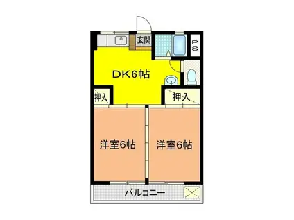 栗好マンション(2DK/4階)の間取り写真