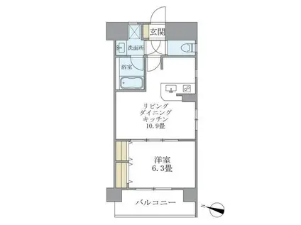 ラキャリラット日本橋(1LDK/4階)の間取り写真