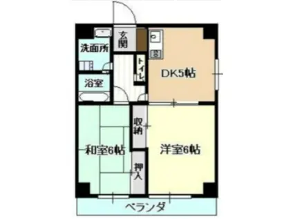 ハイツヤマトIII(2DK/2階)の間取り写真