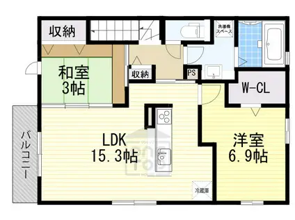 エレスチャルⅡ小野原(2LDK/2階)の間取り写真