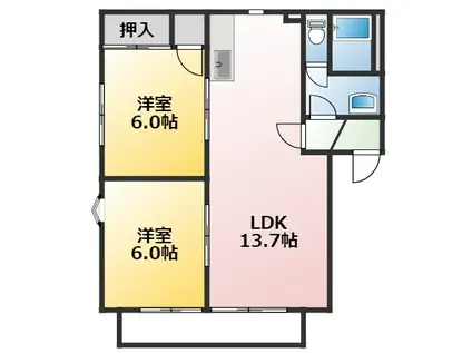 コートビレッジ高須A(2LDK/1階)の間取り写真