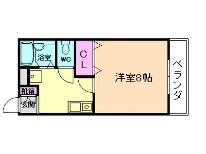 ドミールKN(1K/2階)の間取り写真