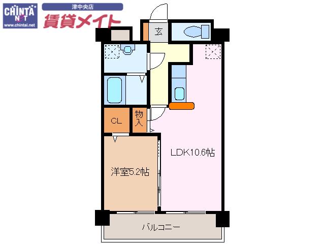 栗真MSビル(1LDK/5階)の間取り写真