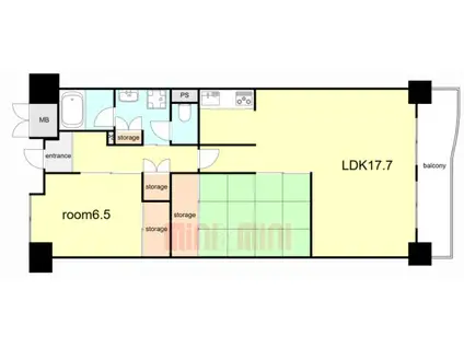 大開高層 1号棟(2LDK/9階)の間取り写真
