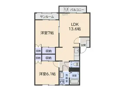 サンビーノ(2LDK/3階)の間取り写真