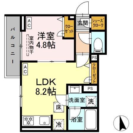 セレスティア前野町(1LDK/1階)の間取り写真