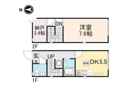 ボヌール(1DK/1階)の間取り写真