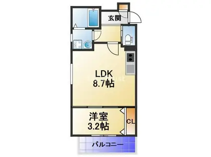 ル・レーヴ今津ノース(1LDK/2階)の間取り写真