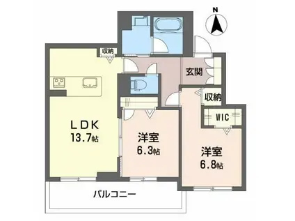 RENAISSHILLS安東(2LDK/2階)の間取り写真