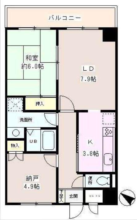 真成館ビル(2LDK/6階)の間取り写真