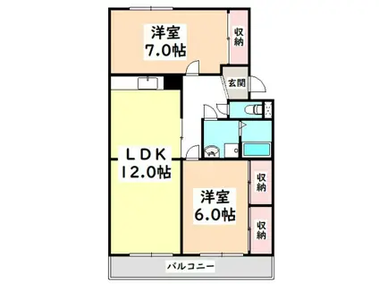 大和ハイツ A棟(2LDK/3階)の間取り写真