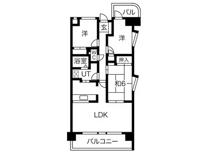 ユーハウス左京山(3LDK/9階)の間取り写真