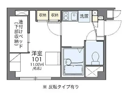 レオパレスBLUE MOONII(1K/1階)の間取り写真