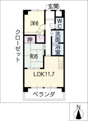 アネックス西町(2LDK/1階)の間取り写真